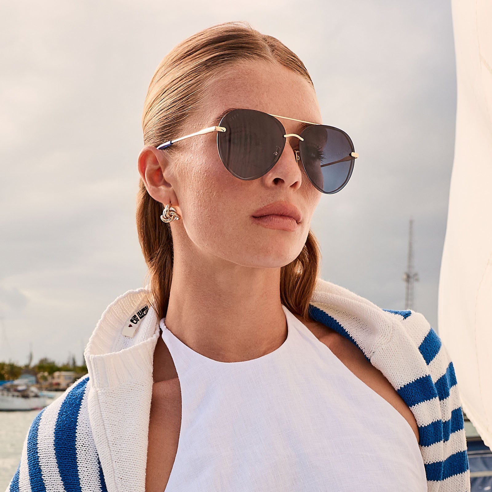 Lenox Sunglasses — Gold + Blue Gradient Polarized