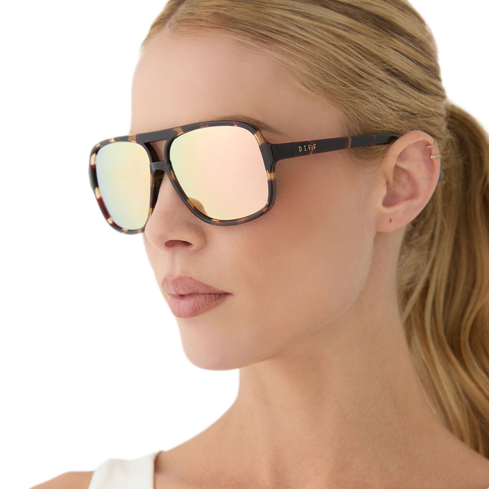 Hangtime Sunglasses — Sport Tortoise + Champagne Mirror Polarized
