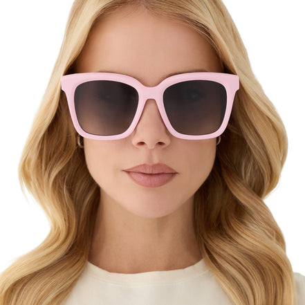 Meredith Sunglasses — Powder Pink + Grey Gradient Polarized