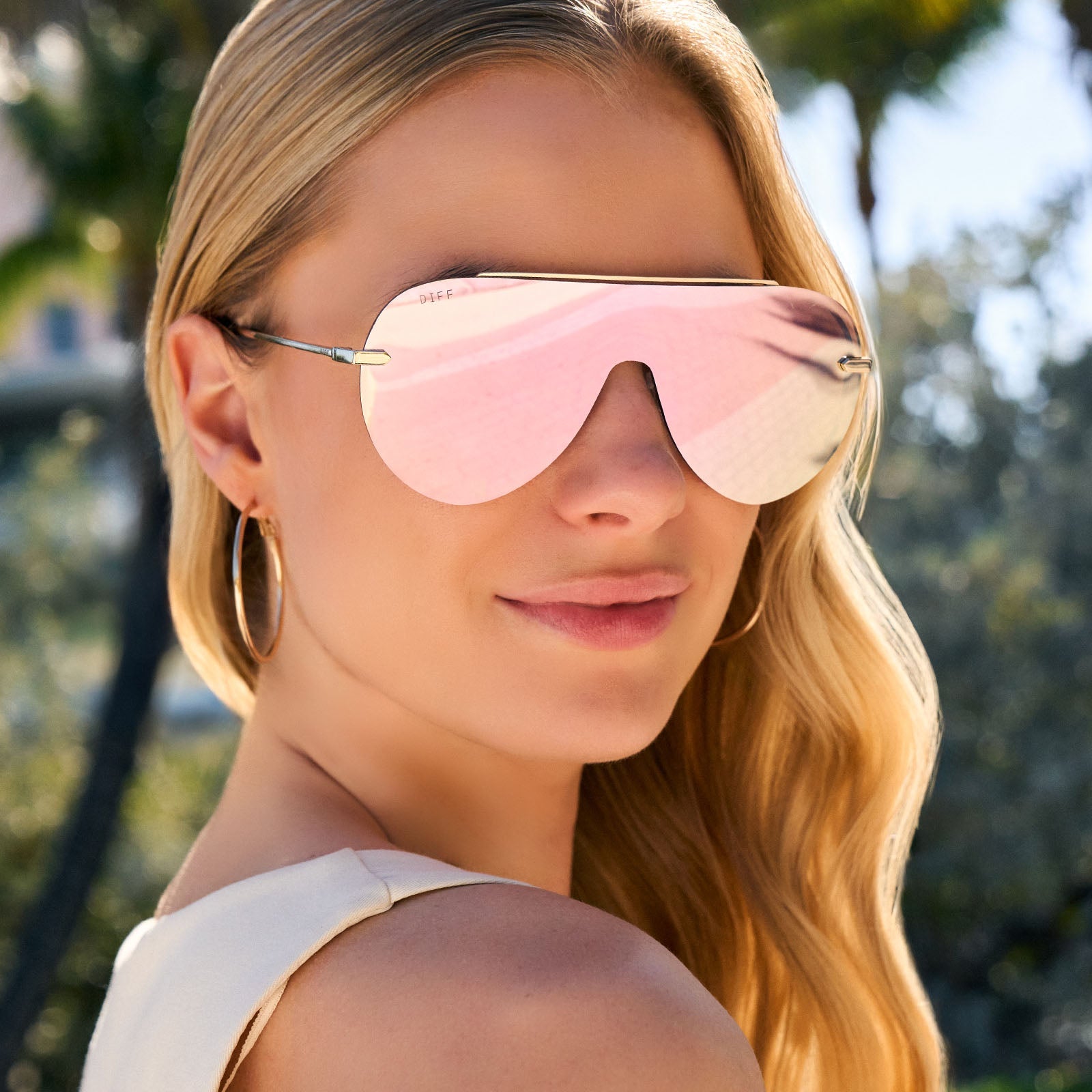 Imani Sunglasses — Gold + Cherry Blossom Mirror