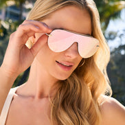 Imani Sunglasses — Gold + Cherry Blossom Mirror