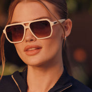 Cameron Sunglasses — Courtside Ivory + Brown Gradient Polarized