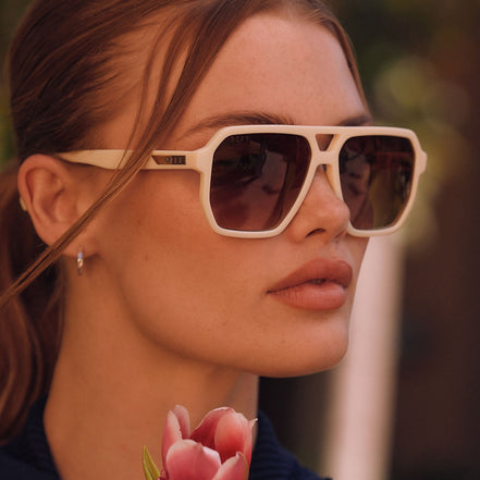 Cameron Sunglasses — Courtside Ivory + Brown Gradient Polarized