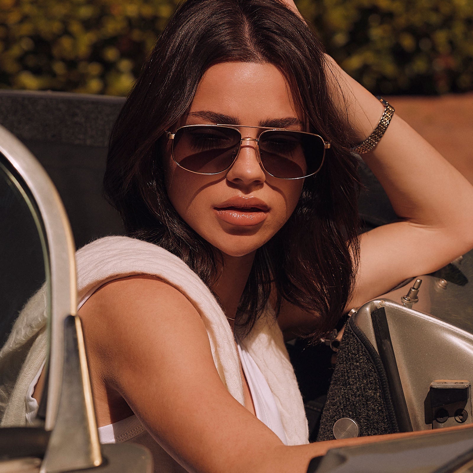 Charley Sunglasses — Brushed Gold + Aloe Green Gradient