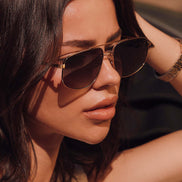 Charley Sunglasses — Brushed Gold + Aloe Green Gradient