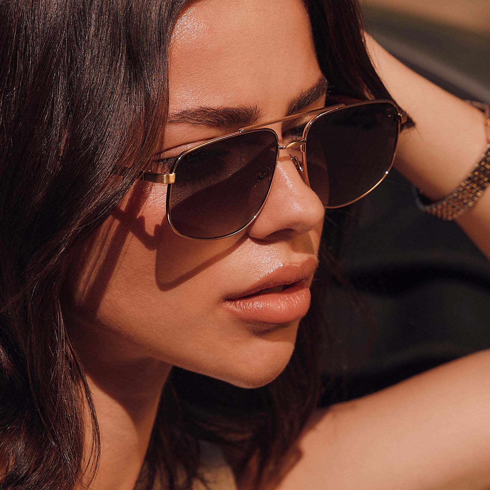 Charley Sunglasses — Brushed Gold + Aloe Green Gradient