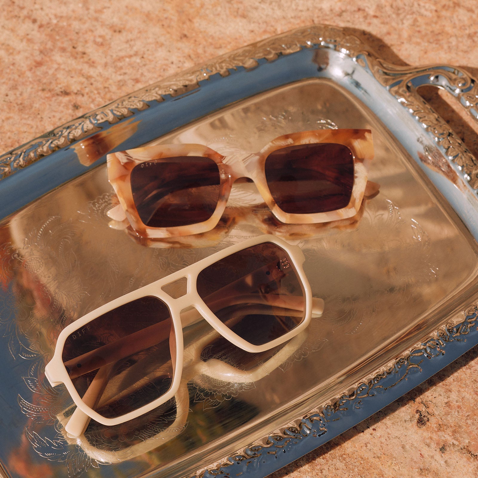 Cameron Sunglasses — Courtside Ivory + Brown Gradient Polarized