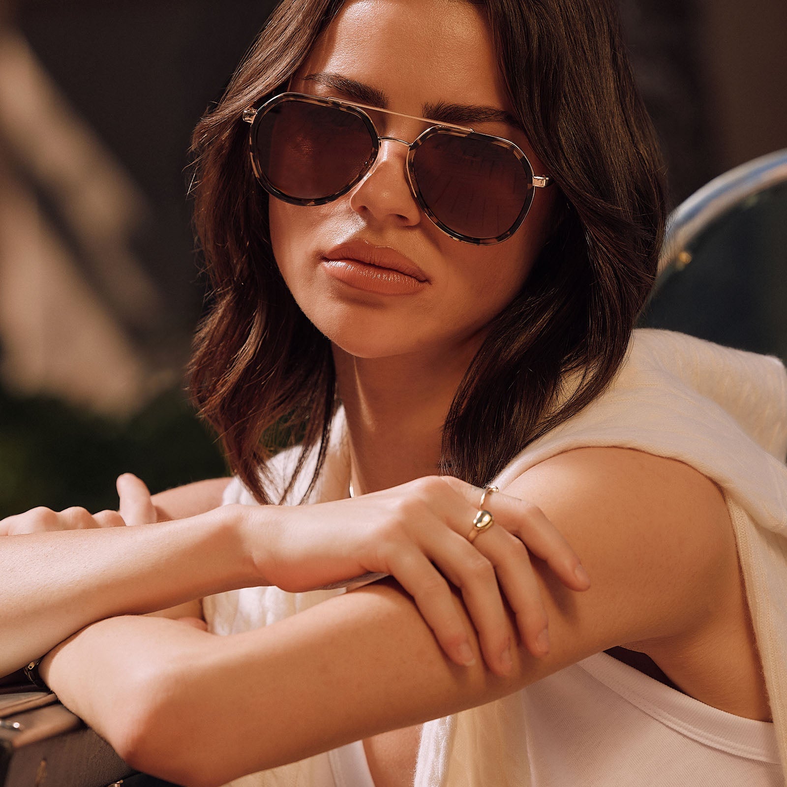 Joey Sunglasses — Espresso Tortoise + Gold + Brown Gradient Polarized