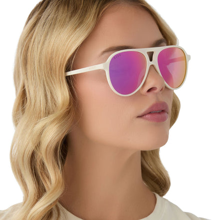 Tosca II Sunglasses — Matte White + Pink Rush Mirror