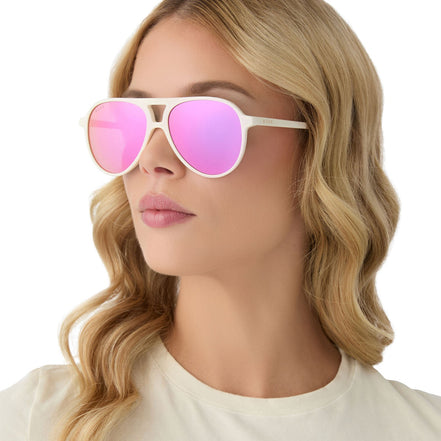 Tosca II Sunglasses — Matte White + Pink Rush Mirror