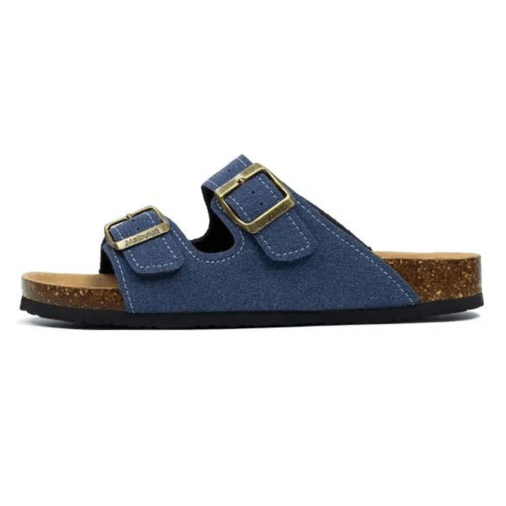 Arizona Style Cork Sandals - Navy Blue Suede for women with adjustable double straps and cork footbed