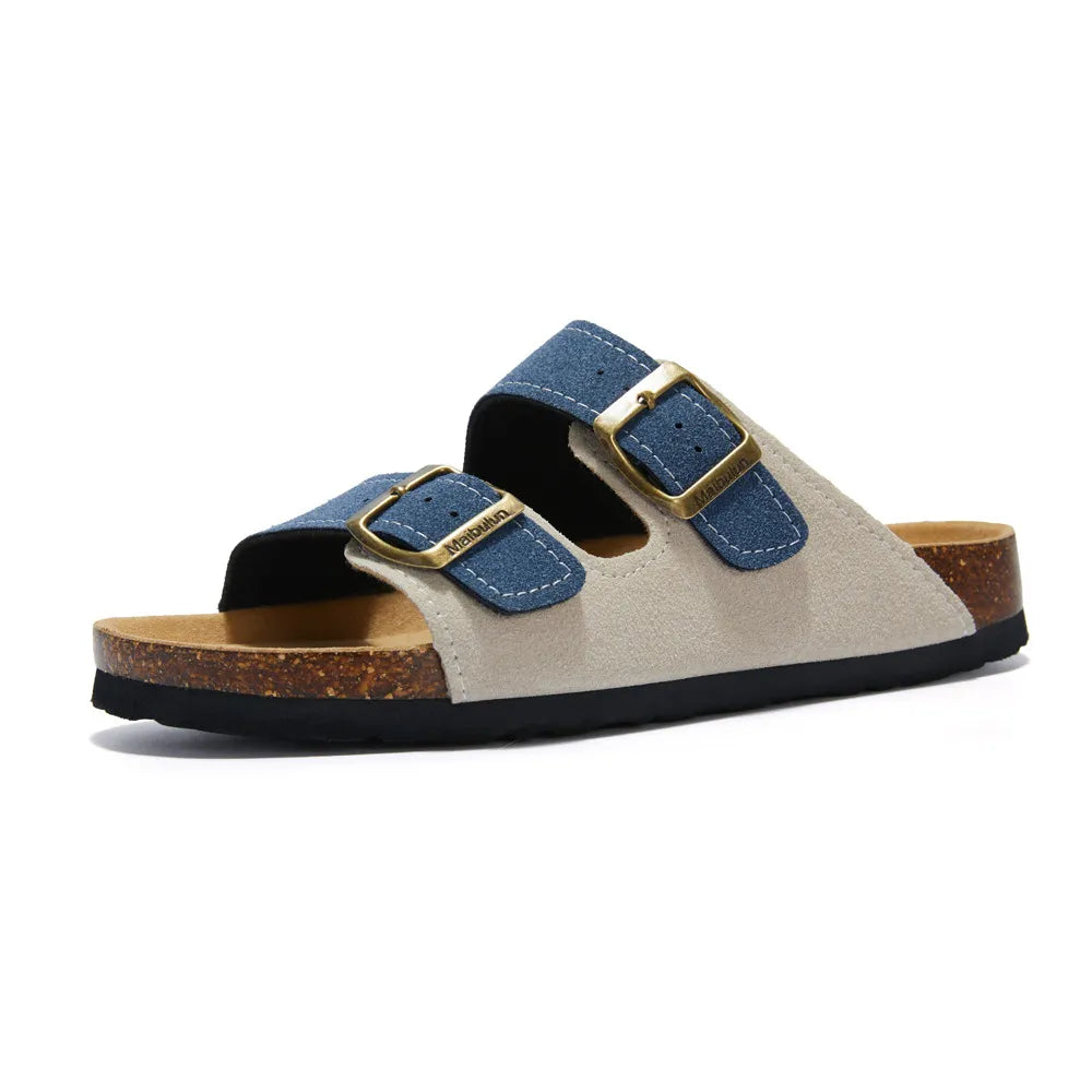 Maibulun Arizona Sandal — Cream + Blue Two-Tone Suede