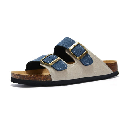 Maibulun Arizona Sandal — Cream + Blue Two-Tone Suede