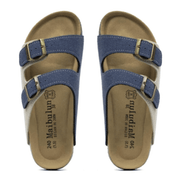 Maibulun Arizona Sandal — Cream + Blue Two-Tone Suede
