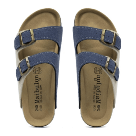 Maibulun Arizona Sandal — Cream + Blue Two-Tone Suede