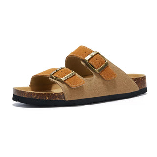 Arizona Style Cork Sandals - Light Brown & Caramel Suede