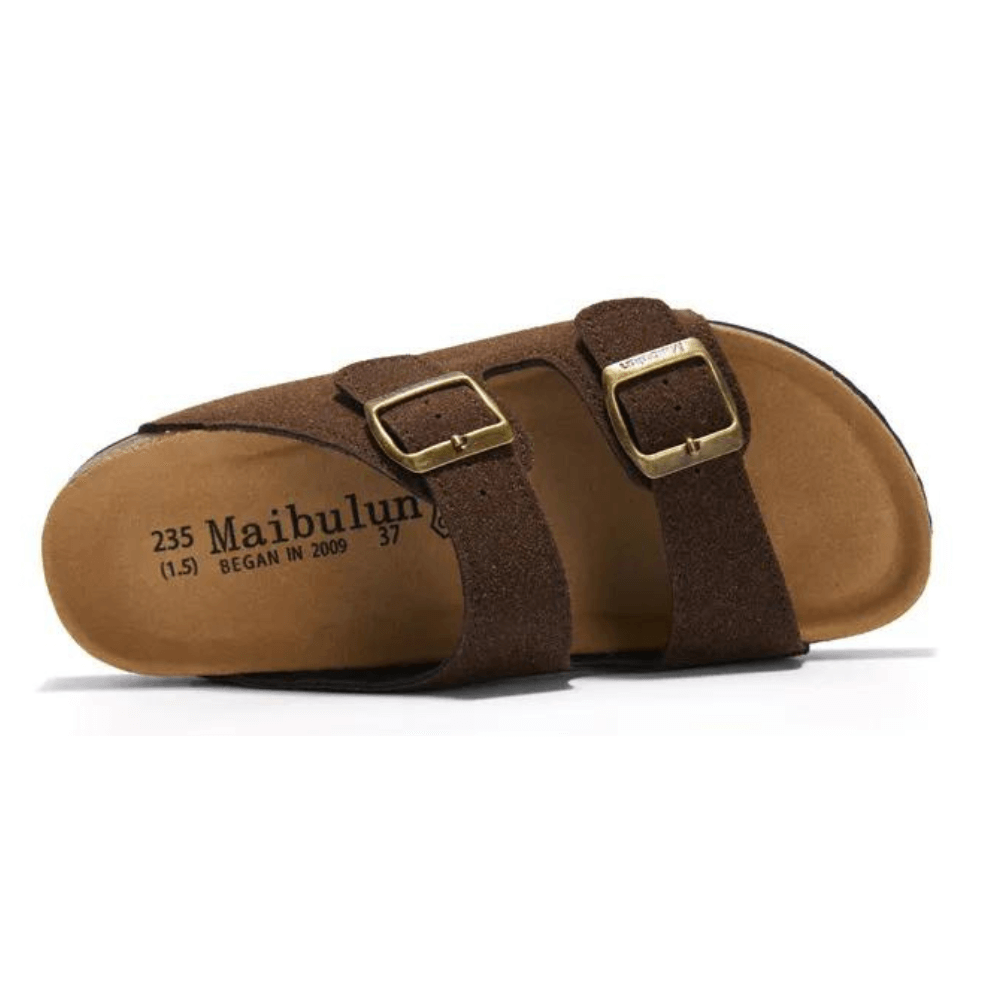 Maibulun Arizona Sandal — Dark Brown Suede