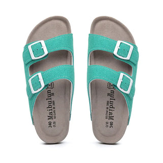 Arizona Style Cork Sandals - Aqua Green Suede