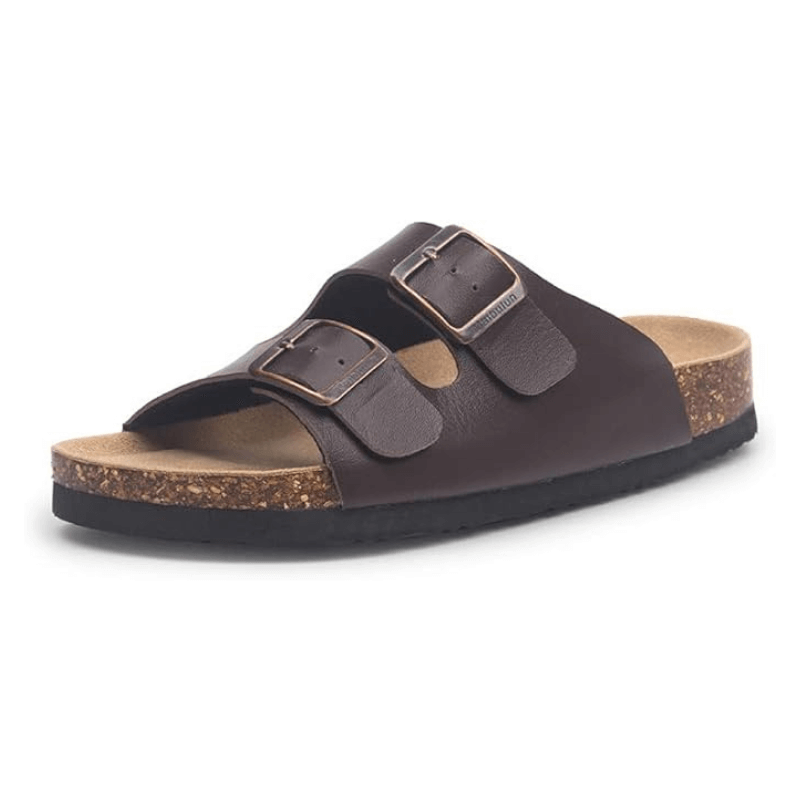 Arizona Style Cork Sandals - Brown Leather for women with adjustable double straps and cork footbed