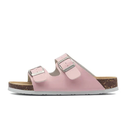 Arizona Style Cork Sandals - Pink Leather for women with adjustable double straps and cork footbed