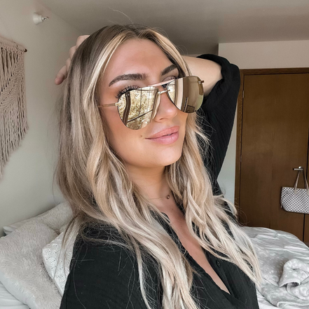 Tahoe Sunglasses — Rose Gold + Cherry Blossom Mirror
