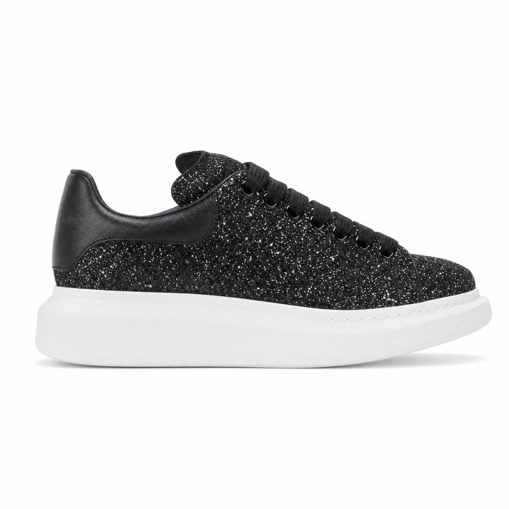 Oversized Sneaker Black Glitter White Sole
