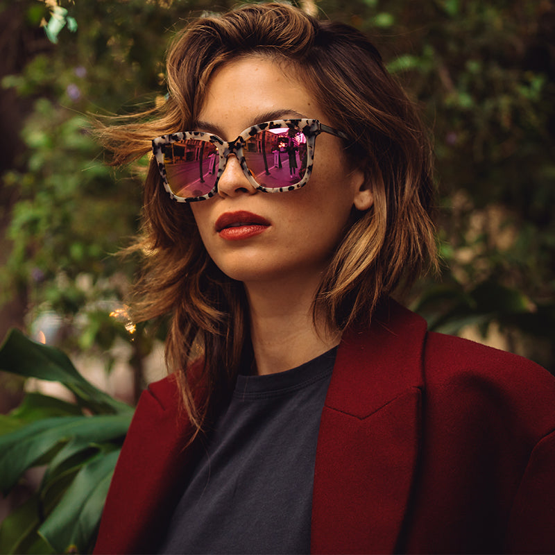 Bella Sunglasses — Cream Tortoise + Pink Mirror