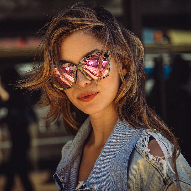 Bella Sunglasses — Cream Tortoise + Pink Mirror