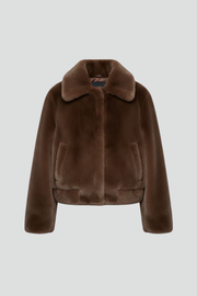 Women's Faux Fur Bomber Jacket with Textured Finish