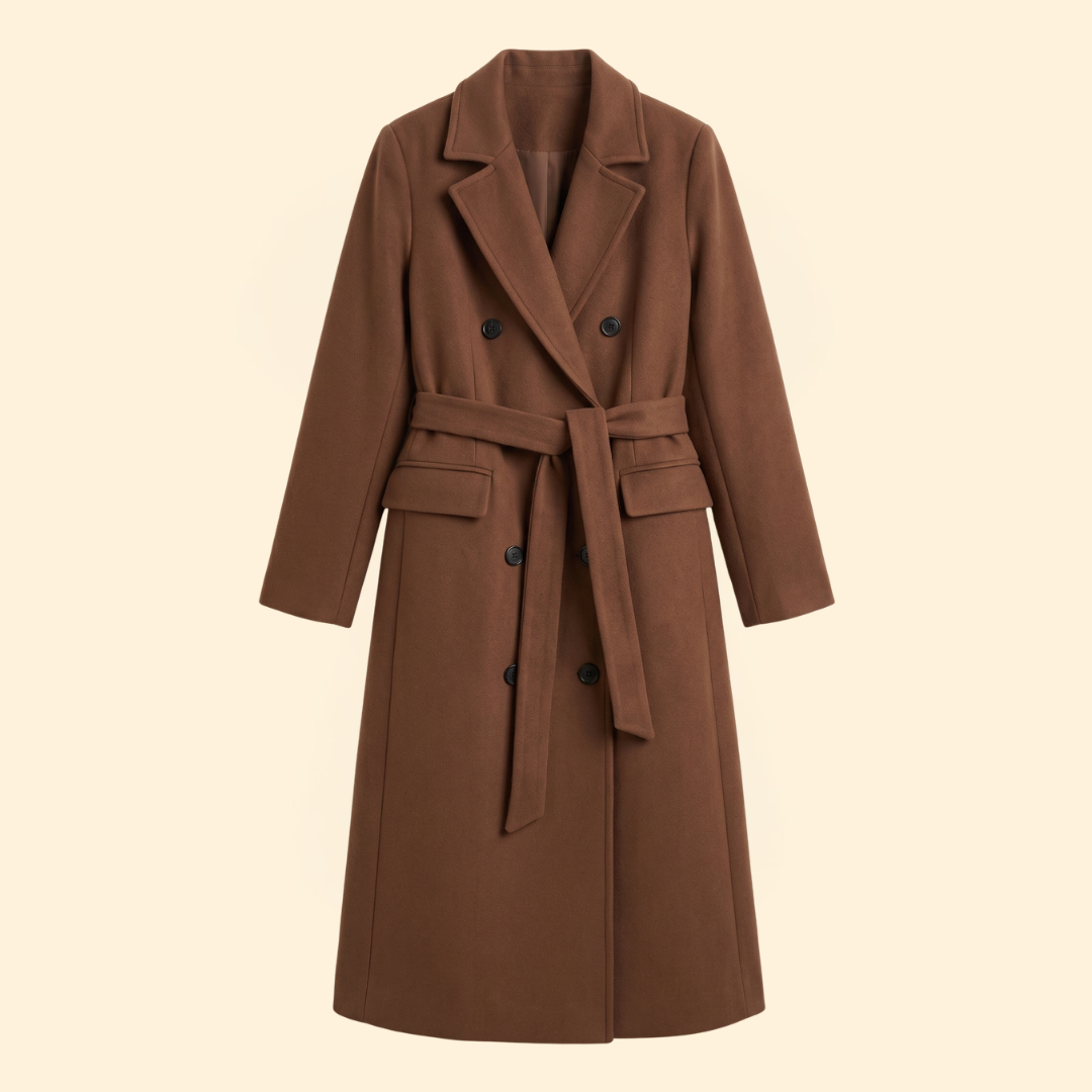 Women's Coat with Double-Breasted Button Front for Winter