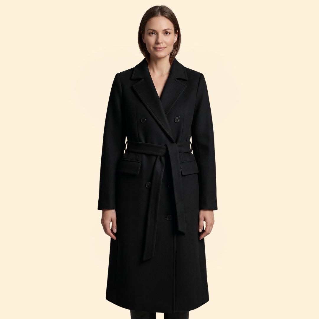 Women's Coat with Double-Breasted Button Front for Winter