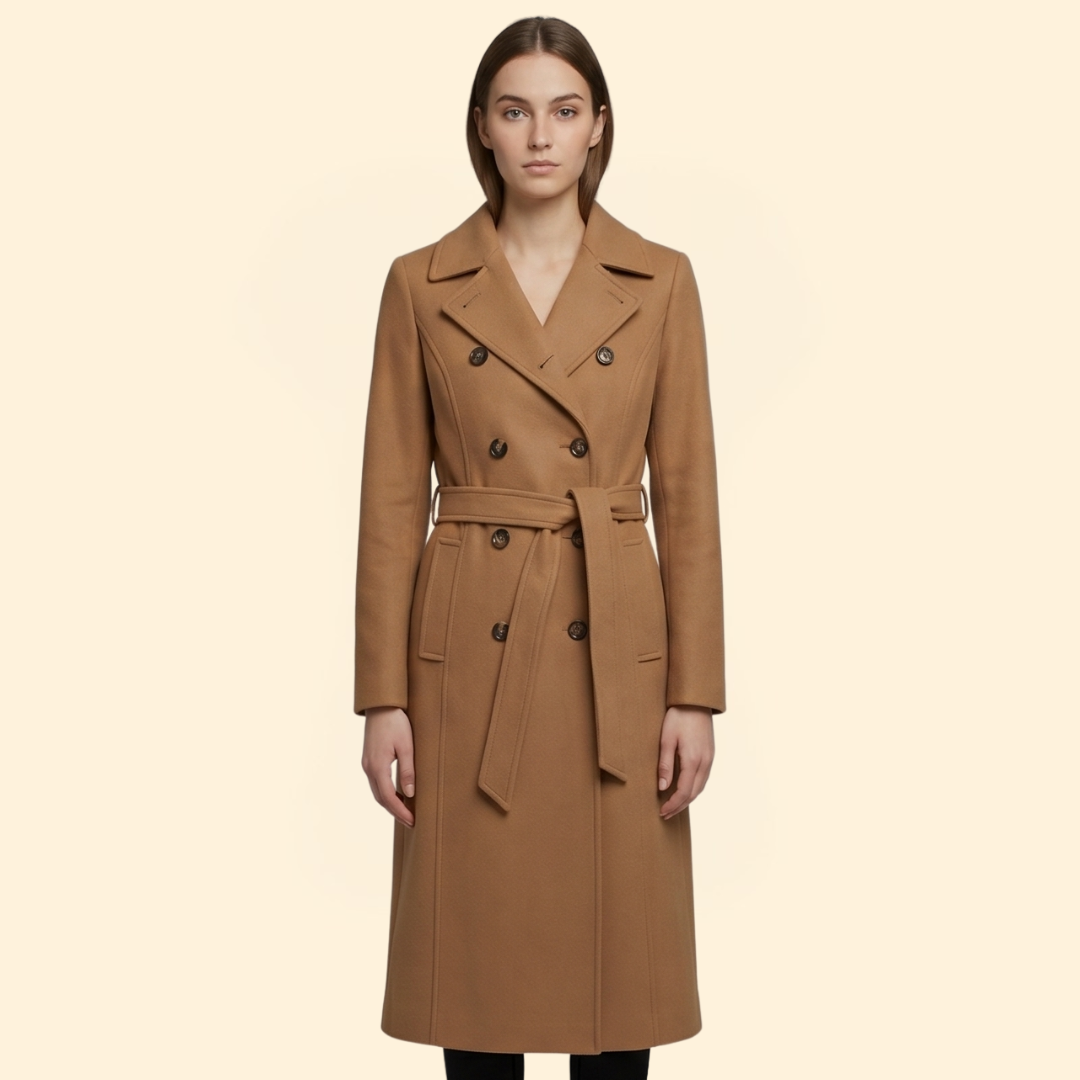 Women's Coat with Double-Breasted Button Front for Winter