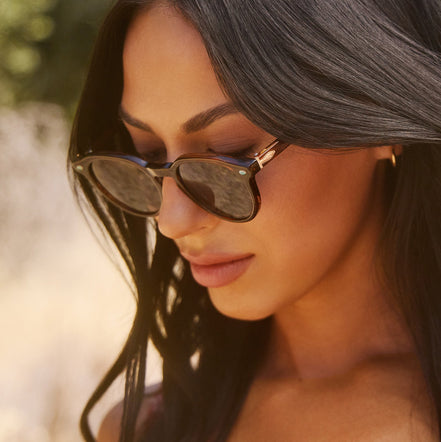 Beth Sunglasses — Warm Sequoia Tortoise + Montana Sky Polarized