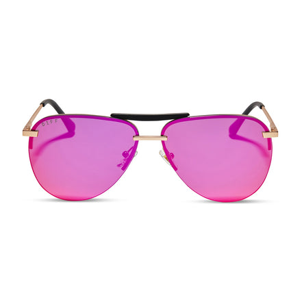 Tahoe Sunglasses — Matte Gold + Sunset Mirror Polarized