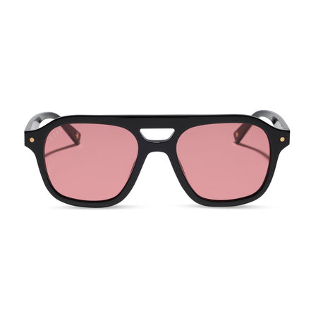 The Coast Sunglasses — Black + Red Tint