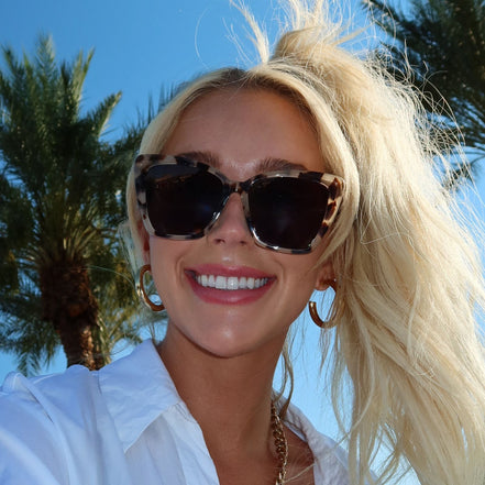 Becky II Sunglasses — Cream Tortoise + Grey Polarized