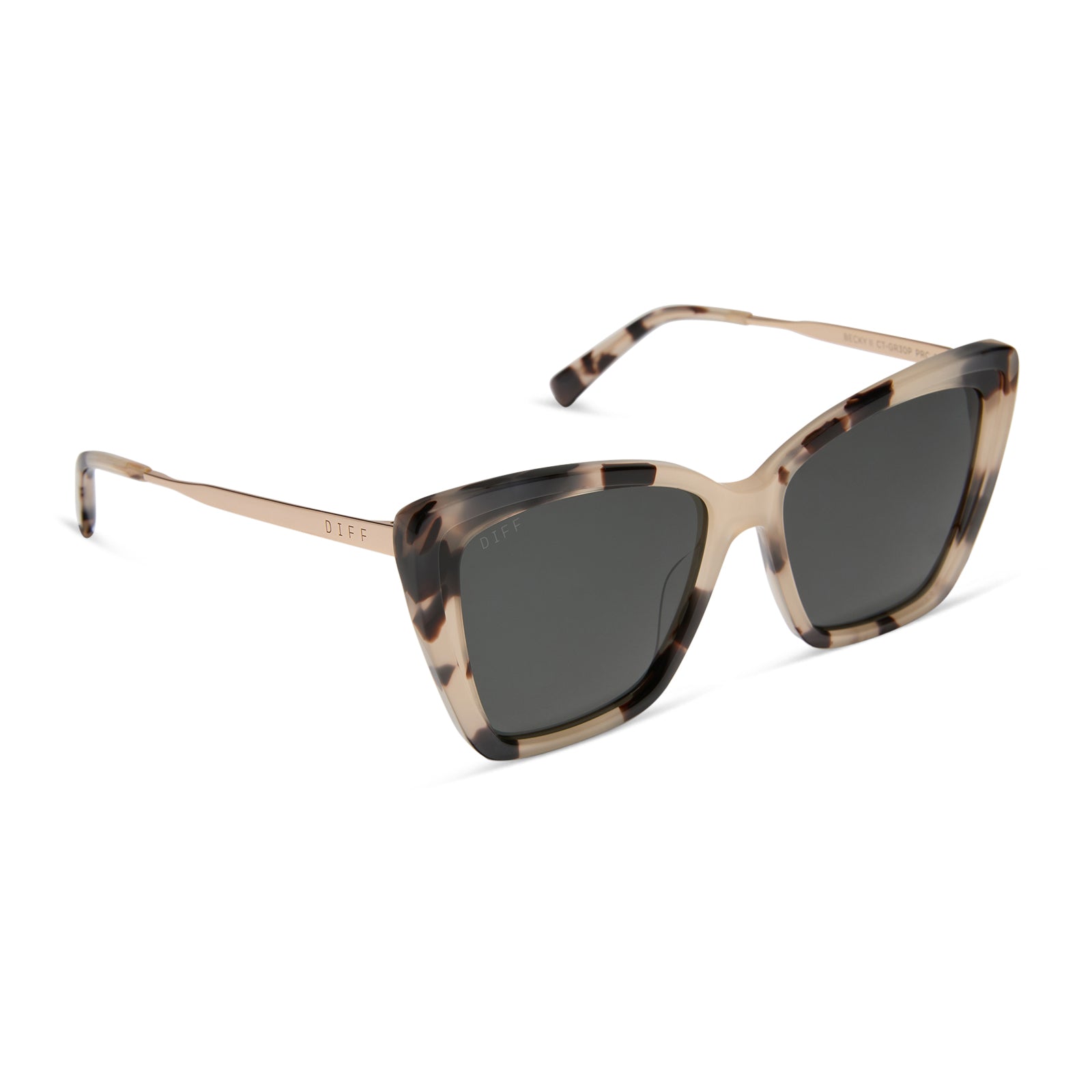 Becky II Sunglasses — Cream Tortoise + Grey Polarized