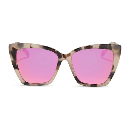 Becky II Sunglasses — Cream Tortoise + Pink Mirror
