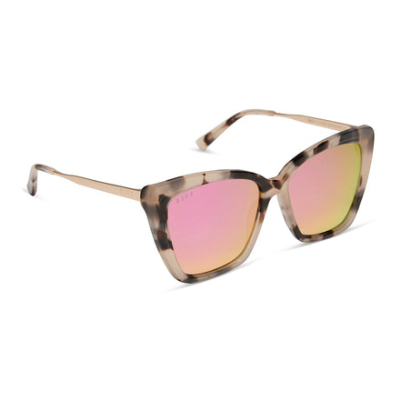 Becky II Sunglasses — Cream Tortoise + Pink Mirror