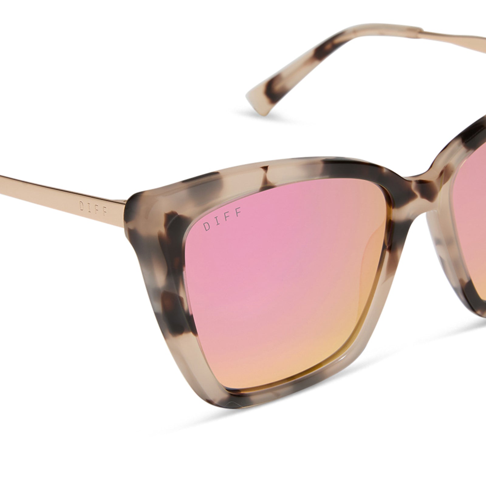 Becky II Sunglasses — Cream Tortoise + Pink Mirror