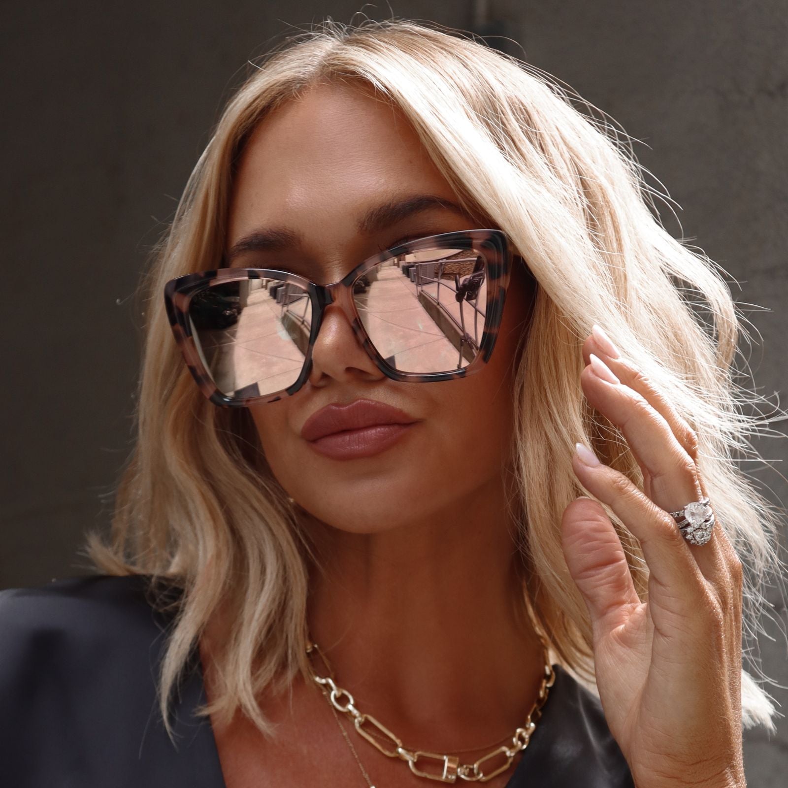 Becky II Sunglasses — Himalayan Tortoise + Taupe Mirror Polarized