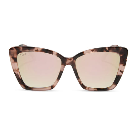 Becky II Sunglasses — Himalayan Tortoise + Taupe Mirror Polarized