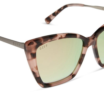 Becky II Sunglasses — Himalayan Tortoise + Taupe Mirror Polarized