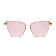 Becky V Sunglasses — Brushed Gold + Cherry Blossom Mirror