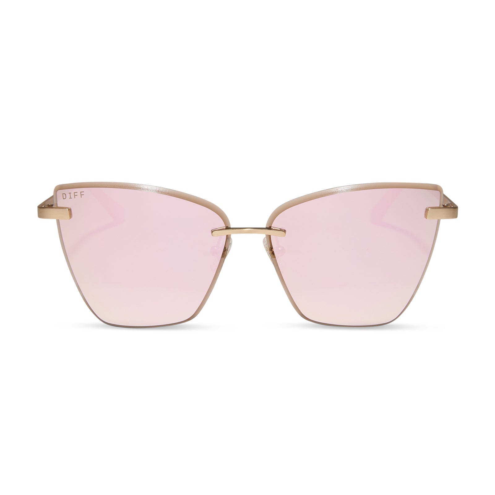 Becky V Sunglasses — Brushed Gold + Cherry Blossom Mirror