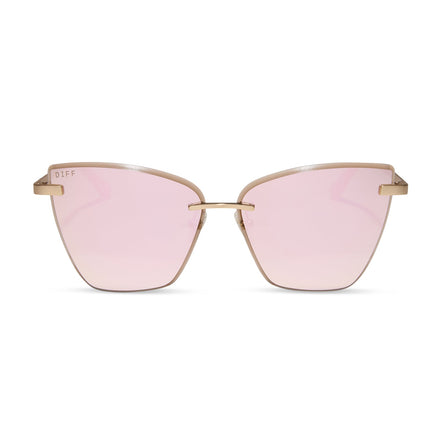 Becky V Sunglasses — Brushed Gold + Cherry Blossom Mirror