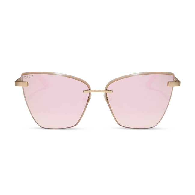 Becky V Sunglasses — Brushed Gold + Cherry Blossom Mirror