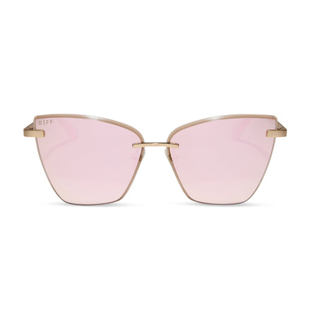 Becky V Sunglasses — Brushed Gold + Cherry Blossom Mirror