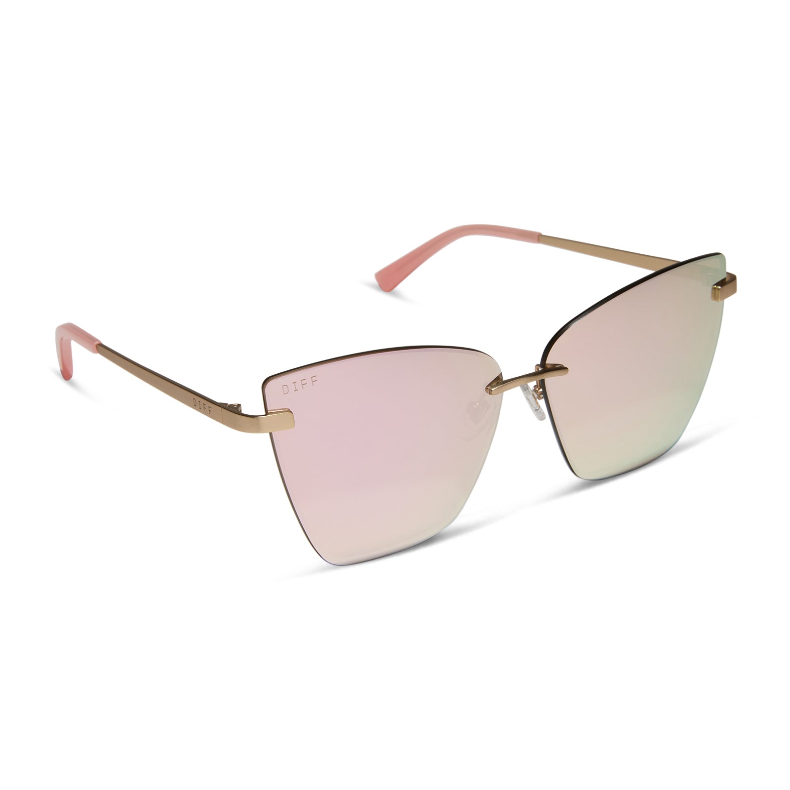 Becky V Sunglasses — Brushed Gold + Cherry Blossom Mirror