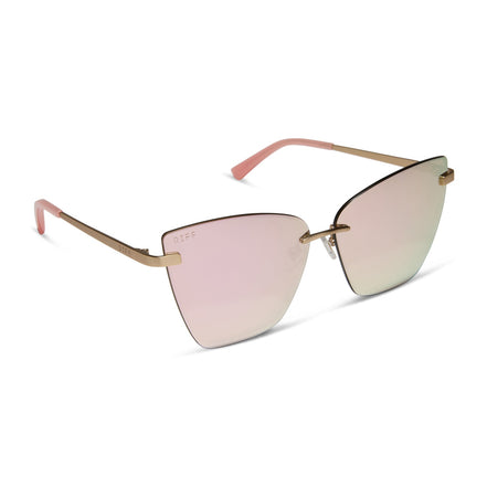 Becky V Sunglasses — Brushed Gold + Cherry Blossom Mirror